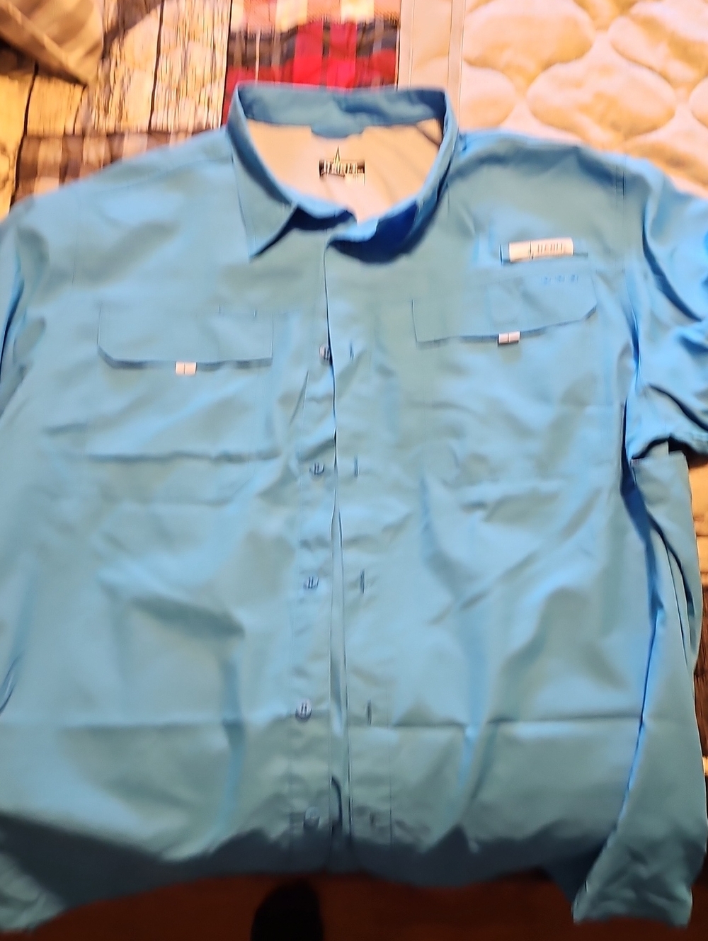 Men's Casual Light Blue Short-Sleeve Button-Down Shirt